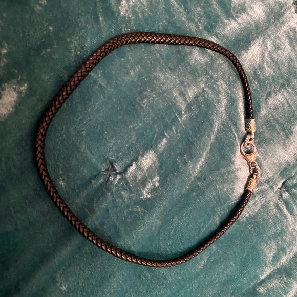 Judith Ripka 18k / Sterling Silver Leather Cord Necklace with Heart Clasp - Picture 6 of 8